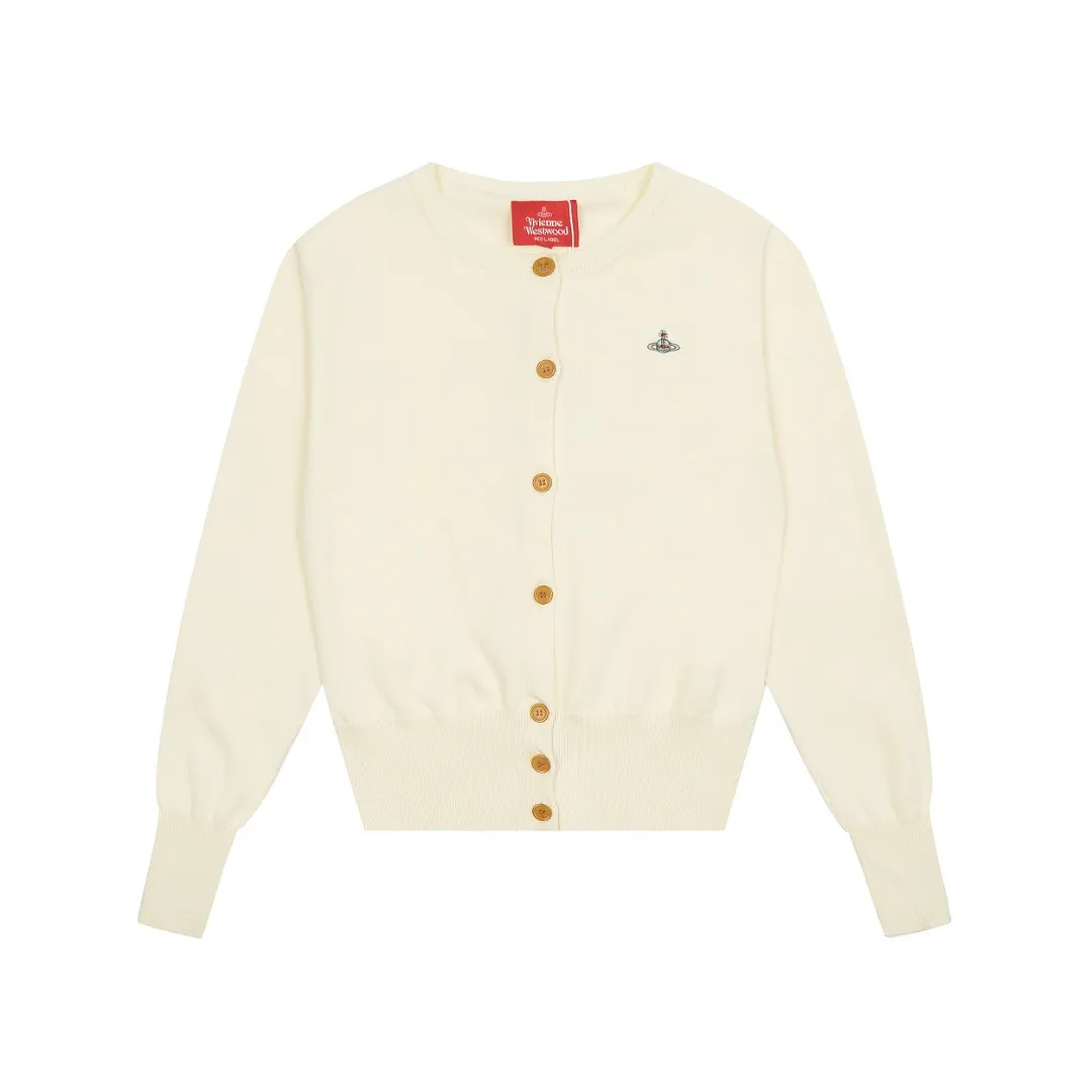 VIVI115 # vivienne west wood Vivienne classic knitted sweater wool cardigan 2024 autumn latest style Exclusive and highest quality on the entire network Order with confidence - 🧩 15% merino cotton wool 85% wool blend 🧩Correct Italian 🇮🇹100% wool washed wheat logo 🧩Original purchase, real mold opening 🧩Original purchase records and comparison pictures can be provided. Place your order with confidence. 🧩Instant sale of all Taobao 300+ versions. The purchasing quality is excellent. It is definitely not a copywriter party. It is a real good product. The real product far exceeds the budget. Size: S -M- L. Color: black, white, light green, purple, apricot.